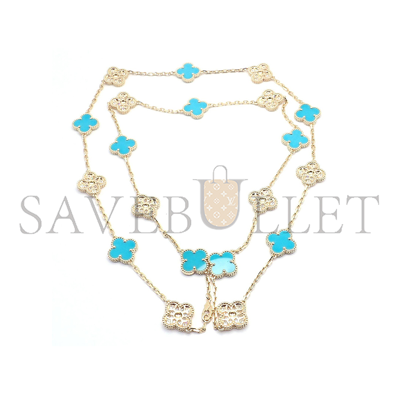 v*n cl**f & arpels yellow gold D1am0nd turquoise necklace 226869